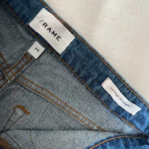 NWOT Frame Le High Straight Python-Print Leather Patchwork Jeans - Picture 7 of 12